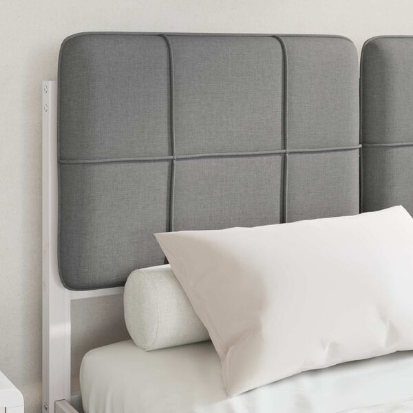 vidaXL Gultas rāmis ar polsterētu galvas balstu Gai&scaron;i pelēks