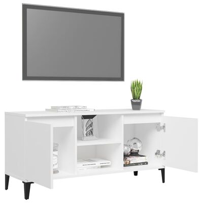 vidaXL TV skapītis, balts, 103,5x35x50 cm, skaidu plātne, metāla kājas