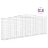 vidaXL arkveida gabiona grozi, 15gb., 400x30x140/160cm, cinkota dzelzs
