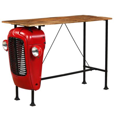 vidaXL bāra galds ar traktora detaļu, mango koks, 60x150x107cm, sarkans