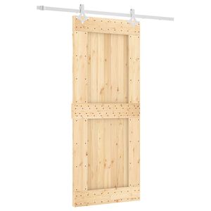 vidaXL Slīdo&scaron;ās durvis 85 x 210 cm Cieta priedes koks (neapstrādāts)