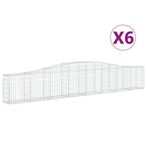 vidaXL arkveida gabiona grozi, 6 gb., 400x30x60/80 cm, cinkota dzelzs