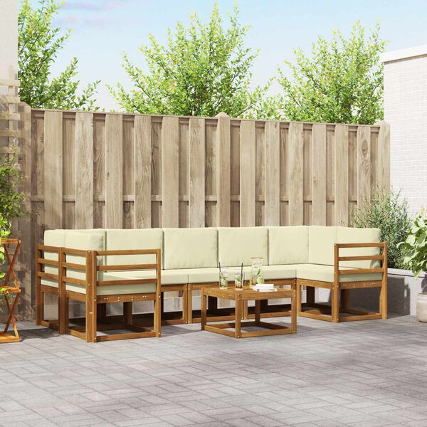 vidaXL Āra dīvānu komplekts ar spilvenu 8 pcs Dabisks un krējuma