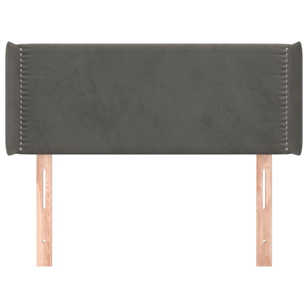 vidaXL galvgalis ar malām, tum&scaron;i pelēks samts, 103x16x78/88 cm