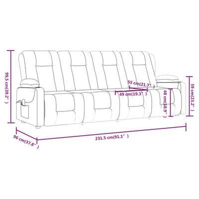 vidaXL četrvietīgs masāžas krēsls ar glāžu turētāju, pelēkbrūns