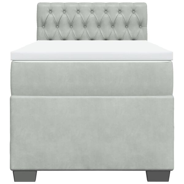 vidaXL atsperu gulta ar matraci, gaiši pelēka samts, 90x200 cm