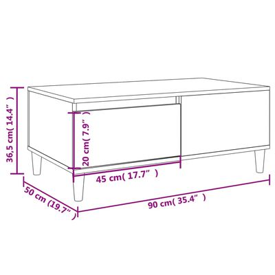 vidaXL kafijas galdiņš, melns, 90x50x36,5 cm, inženierijas koks