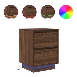 vidaXL Nakts skapis ar LED gaismām Brūns ozols 38x34x50 cm