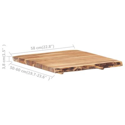 vidaXL galda virsma, akācijas masīvkoks, 58x(50-60)x3,8 cm