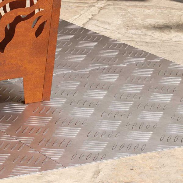 vidaXL Trepju paklājs Kvadrātveida 4 pcs Sudraba 50 x 50 cm Alumīnijs