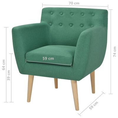 vidaXL atpūtas krēsls, zaļš audums