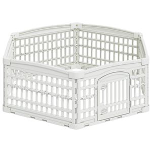 vidaXL 6 panelu suņu spēļu sēta 122 x 106,5 x 40 cm Plastmasa Balts