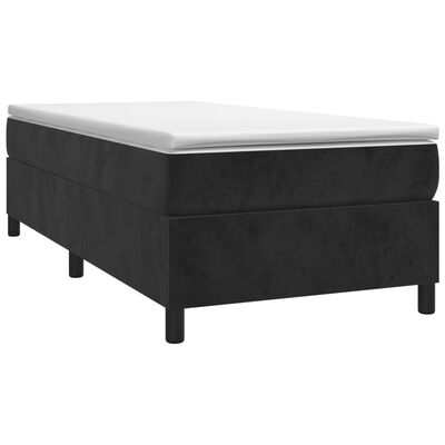 vidaXL atsperu gulta ar matraci, melna samts, 90x200 cm