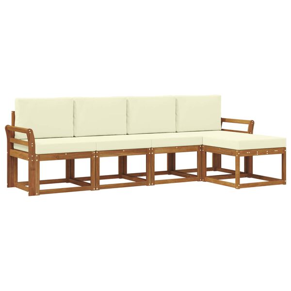 vidaXL Āra dīvānu komplekts ar spilvenu 5 pcs Dabisks un krējuma