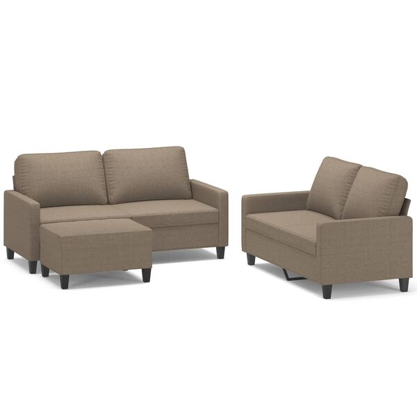 vidaXL trīsdaļīgs dīvānu komplekts ar spilveniem, pelēkbrūns audums