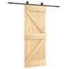 vidaXL Slīdo&scaron;ās durvis Dabiska un melna 70 x 210 cm Cieta priedes koks