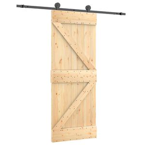 vidaXL Slīdo&scaron;ās durvis Dabiska un melna 70 x 210 cm Cieta priedes koks