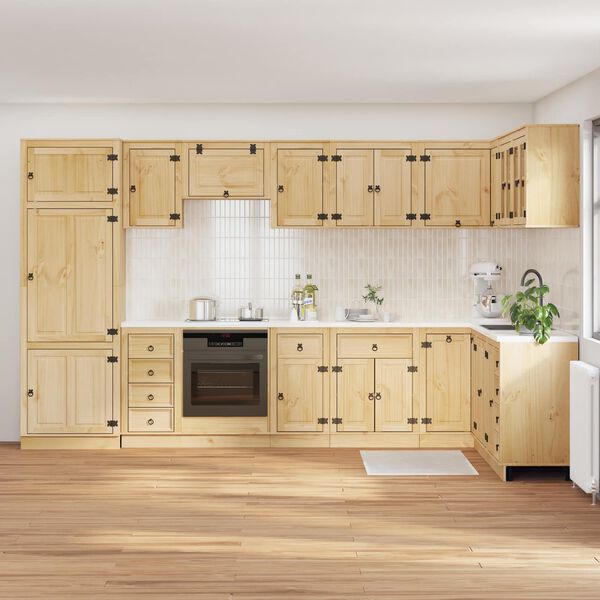 vidaXL Plakans ar atvilktni SKI 14 pcs Medus Brūns Ciets priedes koks