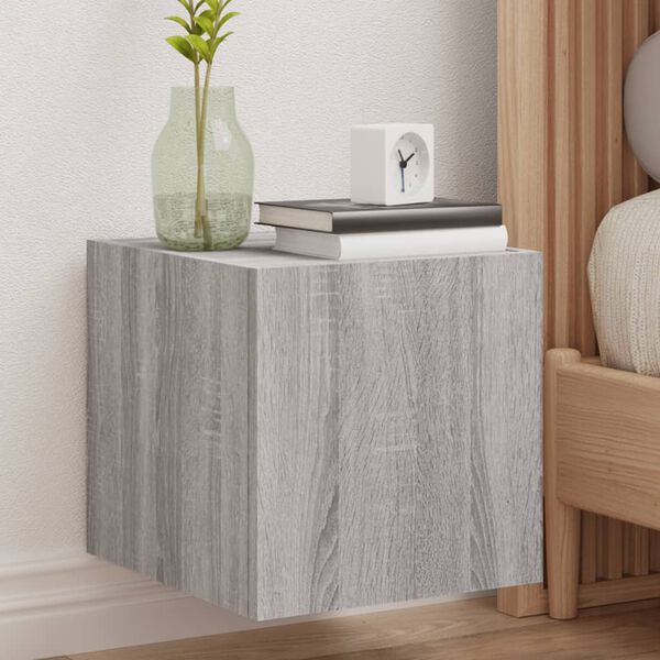 vidaXL TV skapītis ar LED lampiņām, pelēka ozola krāsa, 30,5x35x30 cm