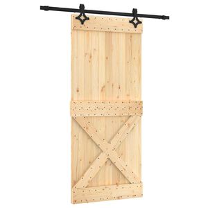 vidaXL Slīdo&scaron;ās durvis Dabiska un melna 90 x 210 cm Cieta priedes koks
