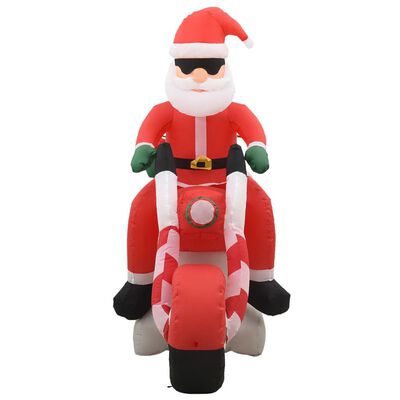 vidaXL piepūšams Ziemassvētku vecītis uz motocikla, LED, IP44, 160 cm