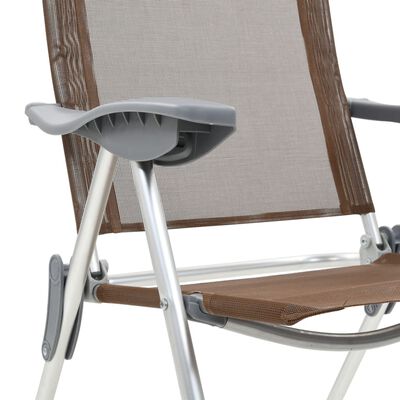 vidaXL kempinga krēsli, 2 gab., brūni, alumīnijs, salokāmi