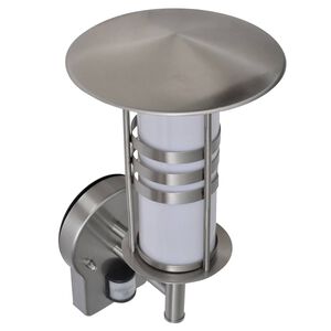 vidaXL Sienas Lampa Nerūsējo&scaron;ais Tērauds ar Sensoru Cilindra Forma