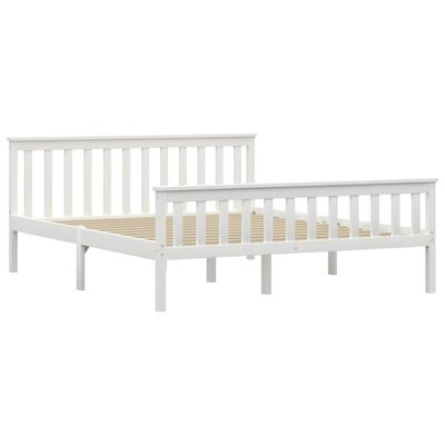 vidaXL gulta, balta, 160x200 cm, priedes masīvkoks