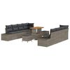 vidaXL Dārza dīvānu komplekts ar spilvenu 11 pcs Pelēka poliratāns