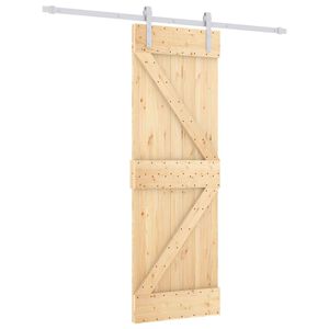vidaXL Slīdo&scaron;ās durvis 70 x 210 cm Cieta priedes koks (neapstrādāts)