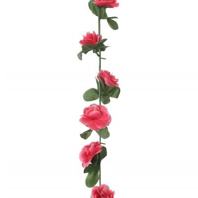 vidaXL mākslīgo ziedu vītnes, 6 gab., sarkanas rozes, 250 cm