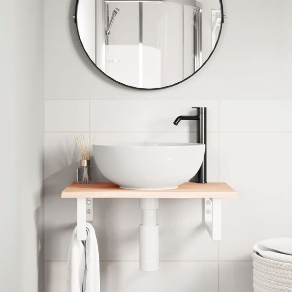 vidaXL izlietnes plaukts, stiprināms pie sienas, tērauds, ozola koks