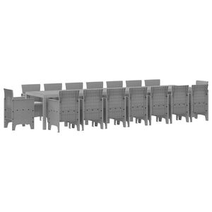 vidaXL Dārza ēdamkomplekts ar spilveniem 17 pcs Gai&scaron;i pelēks PP