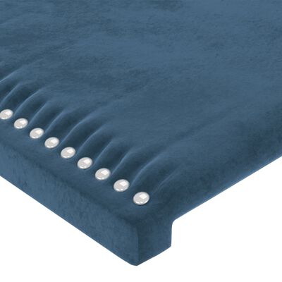 vidaXL gultas galvgalis ar LED, 183x16x118/128 cm, tumši zils samts