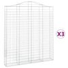 vidaXL arkveida gabiona grozi, 3 gb., 200x30x220/240cm, cinkota dzelzs