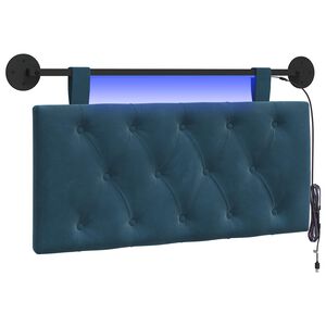vidaXL Piekaramais gultas galvgalis Ar LED gaismu Zila Samts