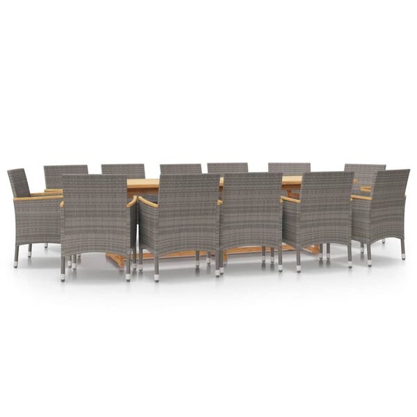 vidaXL 13-daļīgs dārza mēbeļu komplekts ar matračiem, pelēks