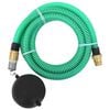 vidaXL sūk&scaron;anas &scaron;ļūtene ar misiņa savienotājiem, zaļa, 1,1", 15 m, PVC