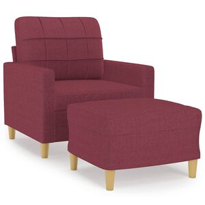 vidaXL atpūtas krēsls ar kājsoliņu, 60 cm, vīnsarkans audums