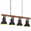 vidaXL griestu lampa, industriāls dizains, melna, mango koks, E27
