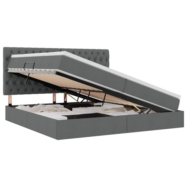 vidaXL Gulta ar uzglabā&scaron;anas vietu un matraci 200 x 200 cm Poliesters