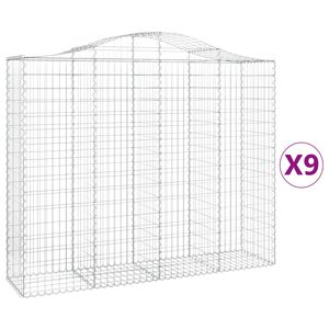 vidaXL arkveida gabiona grozi, 9 gb., 200x50x160/180cm, cinkota dzelzs