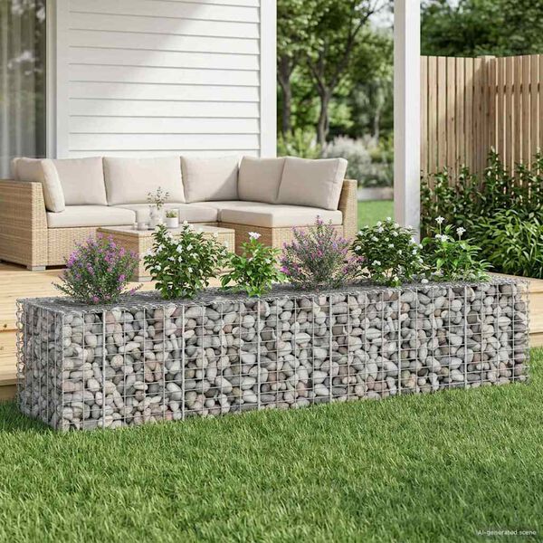 vidaXL Gabions pacelta gulta 2 pcs Sudraba 260 x 60 x 55 cm