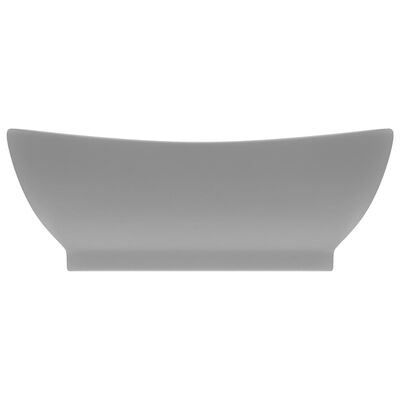 vidaXL izlietne, 58,5x39 cm, ovāla, matēta gaiši pelēka keramika