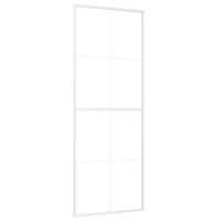 vidaXL bīdāmās durvis, 76x205 cm, matēts ESG stikls, balts alumīnijs