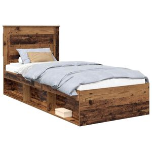 vidaXL Gultas rāmis Vecs koks 75 x 190 cm Ciets priedes koks