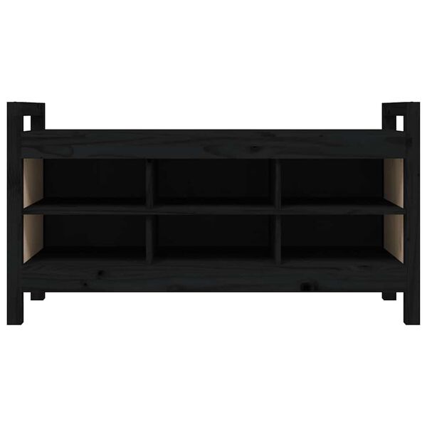 vidaXL gaiteņa sols, melns, 110x40x60 cm, priedes masīvkoks