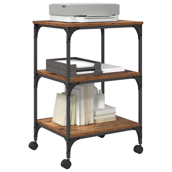 vidaXL Printera statīvs Vecs koks 50 x 41 x 75 cm Inženierijas koks