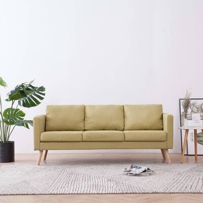 vidaXL trīsvietīgs dīvāns, zaļš audums