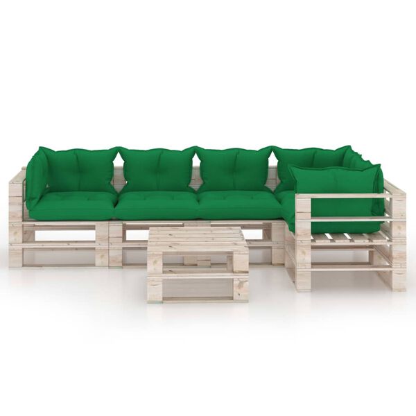 vidaXL 6-daļīgs dārza pale&scaron;u mēbeļu komplekts ar matračiem, priede